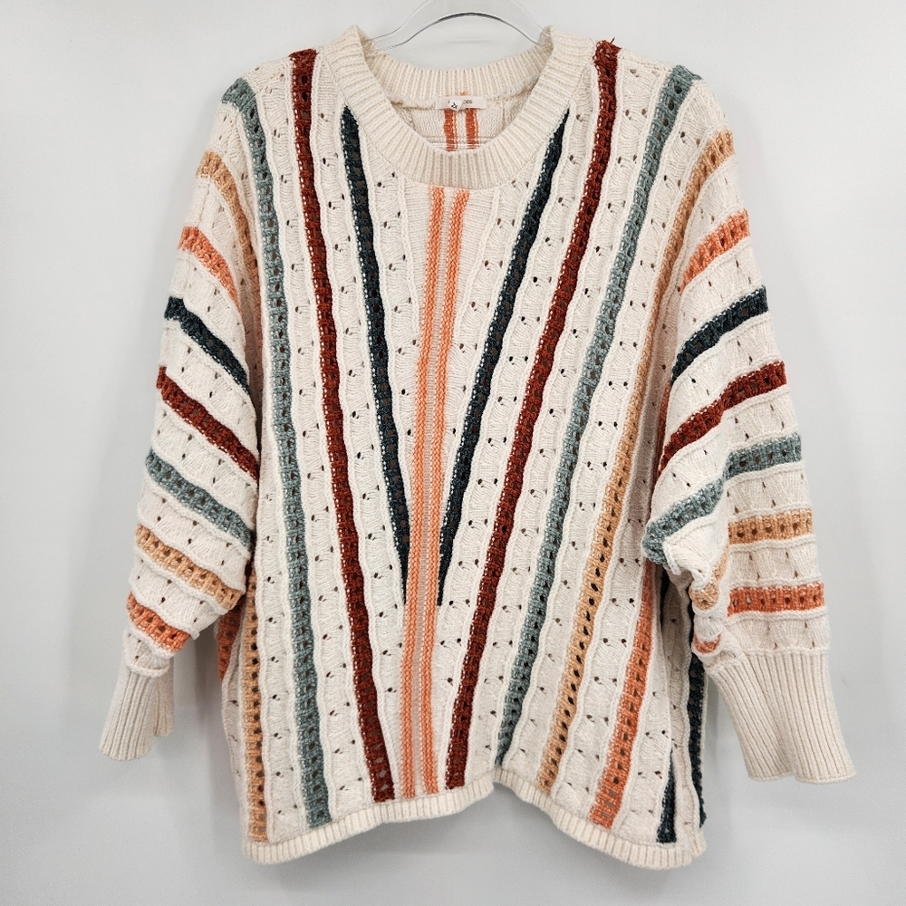 Maurices Chenille Striped Dolman Sweater Womens Size 2X White